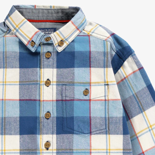 Plaid shirt with a collar and buttons on a white background