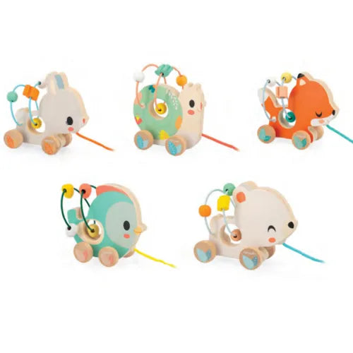 Pull Along Toy, Baby Toy, Wood Toy, Bear, Rabbit, Snail, Fox, Bird