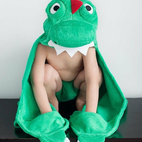 Plush Terry Hooded Bath Towel Devin the Dinosaur - from Kicks to Kids