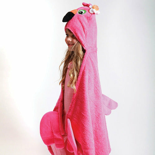 Plush Terry Hooded Bath Towel Franny the Flamingo - from Kicks to Kids