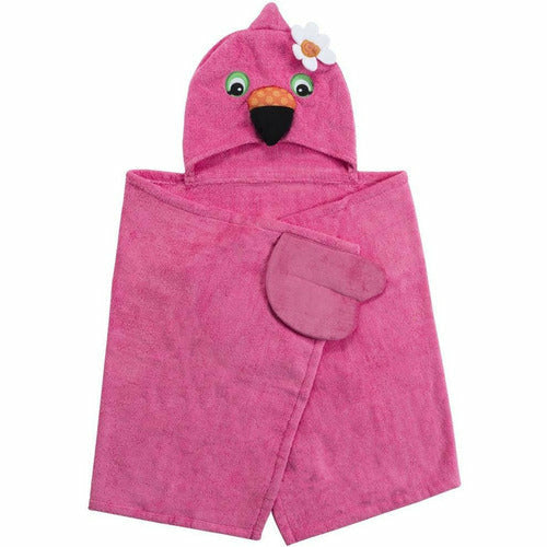 Plush Terry Hooded Bath Towel Franny the Flamingo - from Kicks to Kids